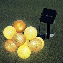 Guirlande boule solaire 10 LED blanc chaud 2,7 m
