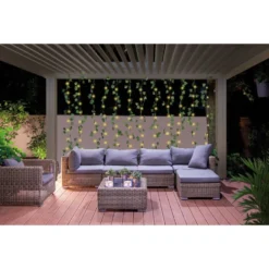 Guirlande extérieure solaire rideau feuillage lière 192LED 150x150cm