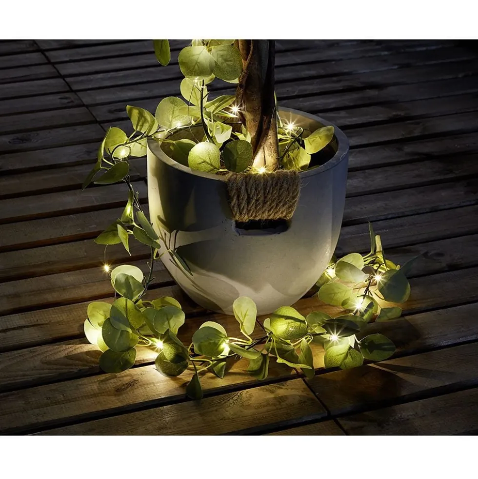 Guirlande lumineuse eucalyptus artificiel 30 microLED blanc chaud 2,9 m