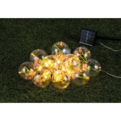 Guirlande solaire 10 ampoules LED avec fleurs séchées Ø6xL470cm