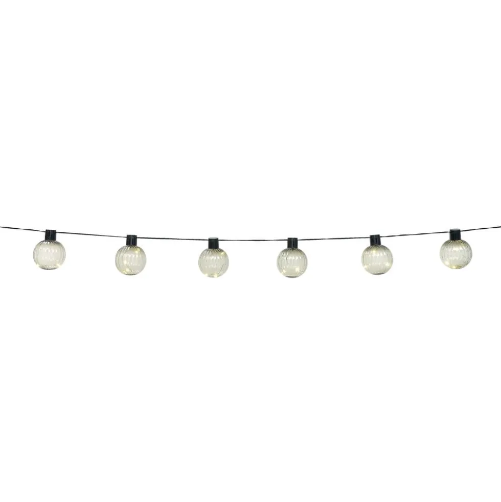 Guirlande solaire boule micro30LED blanc chaud 1,8 m