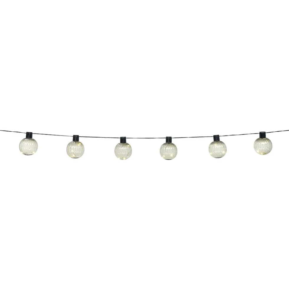 Guirlande solaire boule micro30LED blanc chaud 1,8 m
