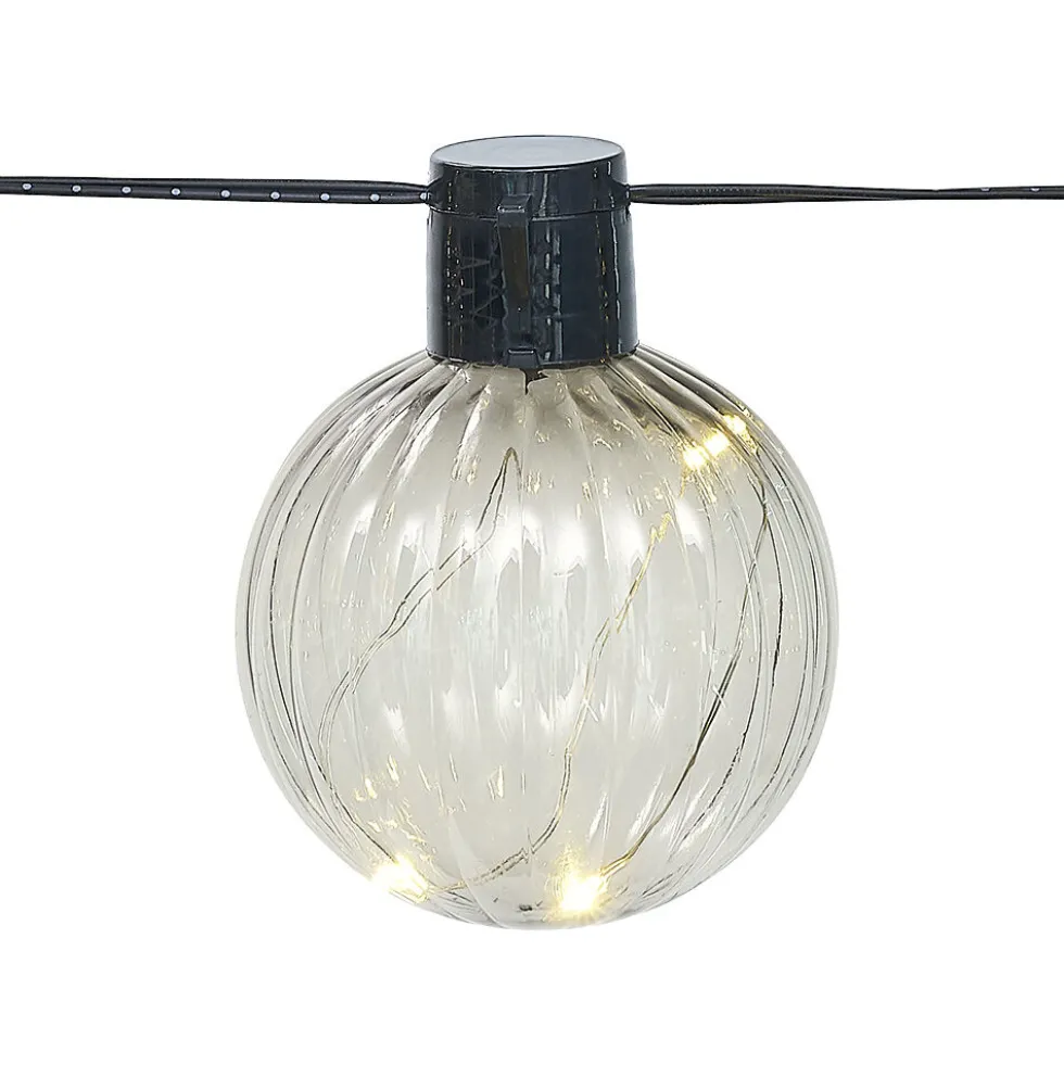 Guirlande solaire boule micro30LED blanc chaud 1,8 m
