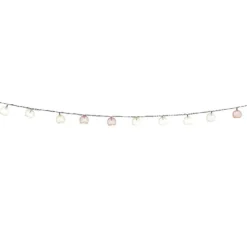 Guirlande solaire 10 boules métal ajouré rouge et beige L6,7M