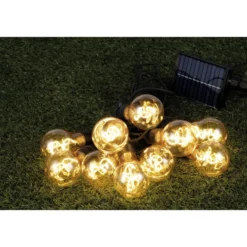 Guirlande solaire 10LED blanc chaud ampoule filament Ø6xL350cm