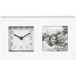 Horloge avec cadre photo à poser 10.5x19.5cm (2 modèles)