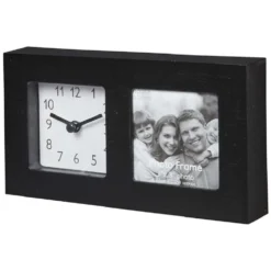 Horloge avec cadre photo à poser 10.5x19.5cm (2 modèles)