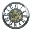 Horloge engrenage chiffres romains métal noir et doré Ø48cm