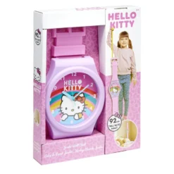 Horloge murale montre géante licence plastique 92x40xÉp10cm (2 modèles bleu ou rose)