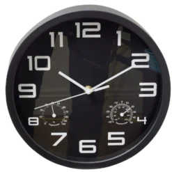 Horloge murale ronde plastique noir et blanc Ø25cm (2 modèles)