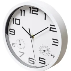 Horloge murale ronde plastique noir et blanc Ø25cm (2 modèles)