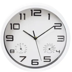 Horloge murale ronde plastique noir et blanc Ø25cm (2 modèles)