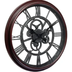 Horloge ronde design engrenage noir Ø50 cm