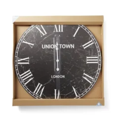 Horloge ronde en bois noir effet marbre Ø60cm