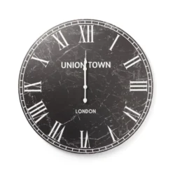 Horloge ronde en bois noir effet marbre Ø60cm