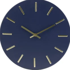 Horloge ronde en métal bleu Ø30cm