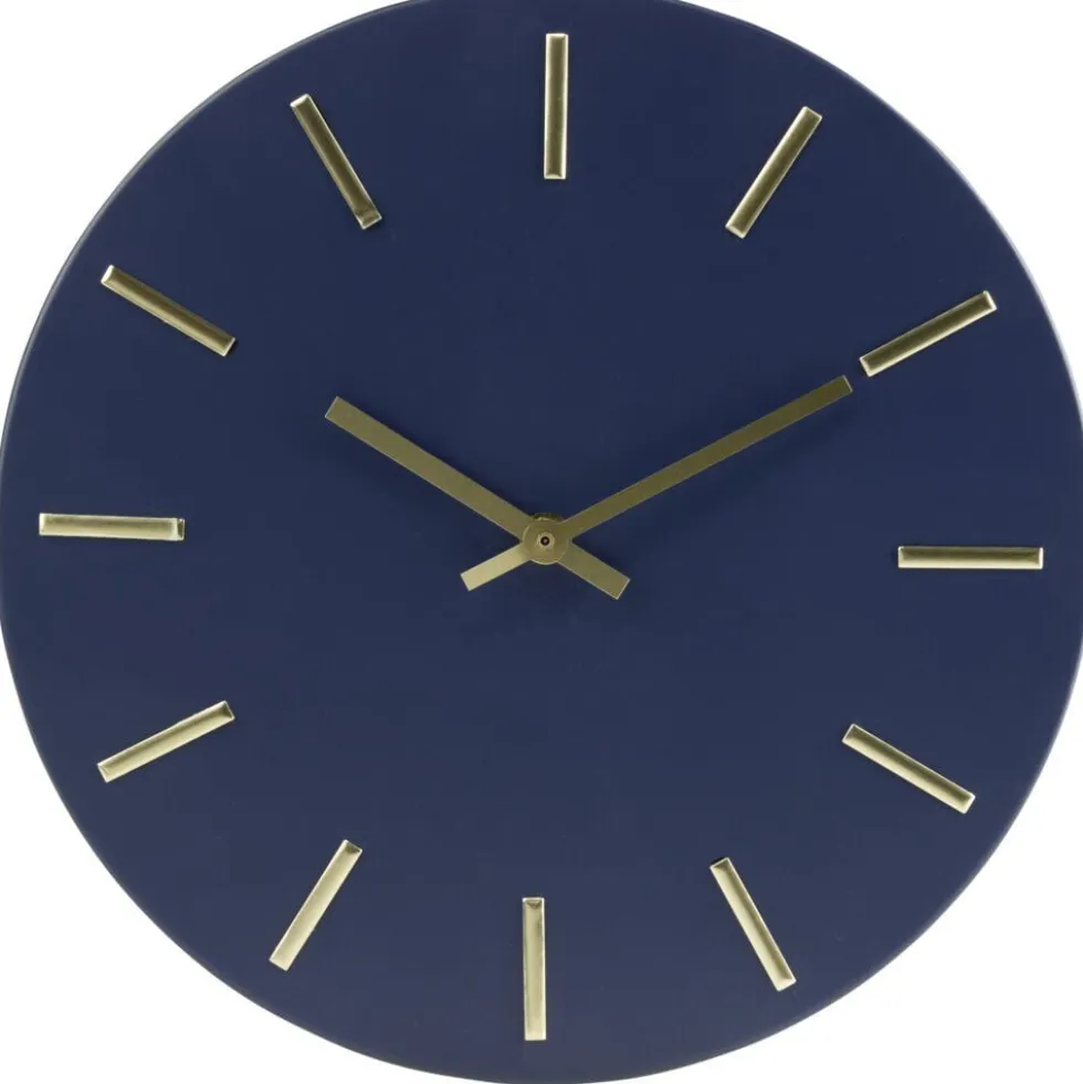 Horloge ronde en métal bleu Ø30cm
