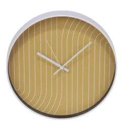 Horloge ronde fond rayure orange et blanche - Ø30x4cm