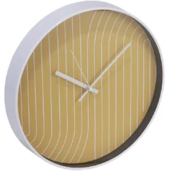 Horloge ronde fond rayure orange et blanche - Ø30x4cm