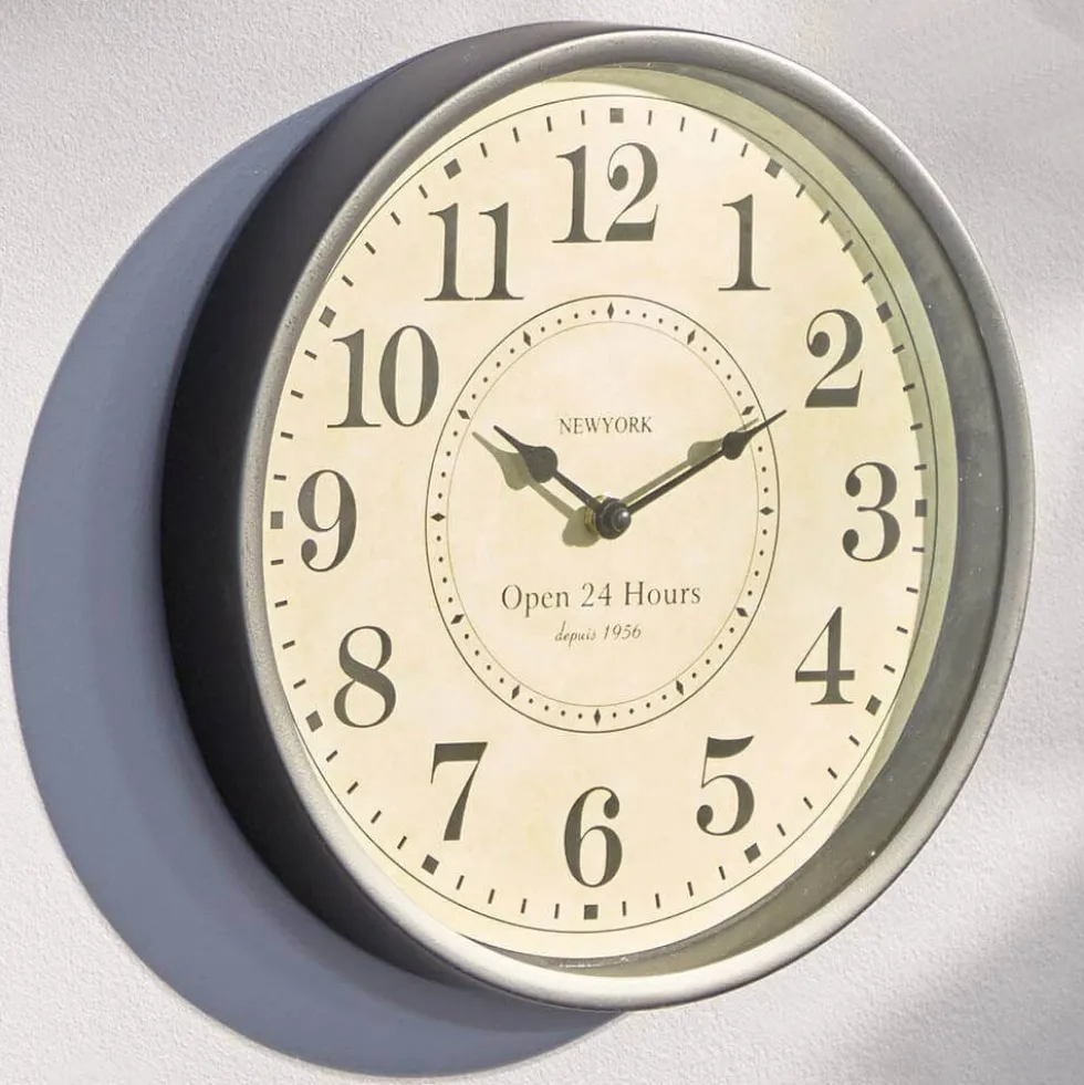 Horloge ronde style belle époque en métal Ø30 cm