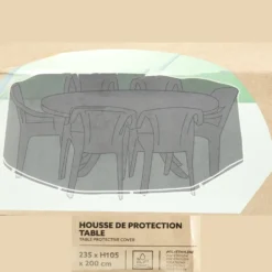 Housse de protection table de jardin noir 235x200xH105cm