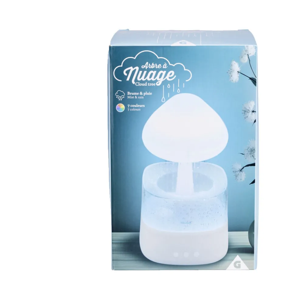 Humidificateur arbre à nuage lumineux 7 couleurs brume et pluie Ø17xH26,5cm