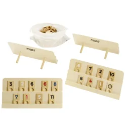 Jeu de rummy en bois 106 pièces avec sac de rangement