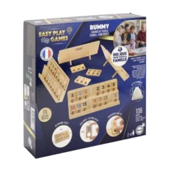 Jeu de rummy en bois 106 pièces avec sac de rangement