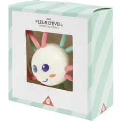 Jouet 1er âge fleur éveil en plastique rouge et vert Ø10xH15cm