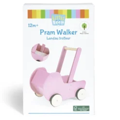 Jouet poussette enfant en bois rose