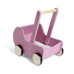 Jouet poussette enfant en bois rose