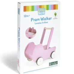Jouet poussette enfant en bois rose