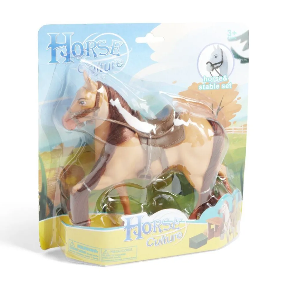 Kit de jeu écurie et cheval blanc ou marron