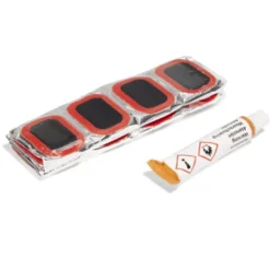 Kit de réparation pour pneu vélo avec 1 colle et 48 rustines