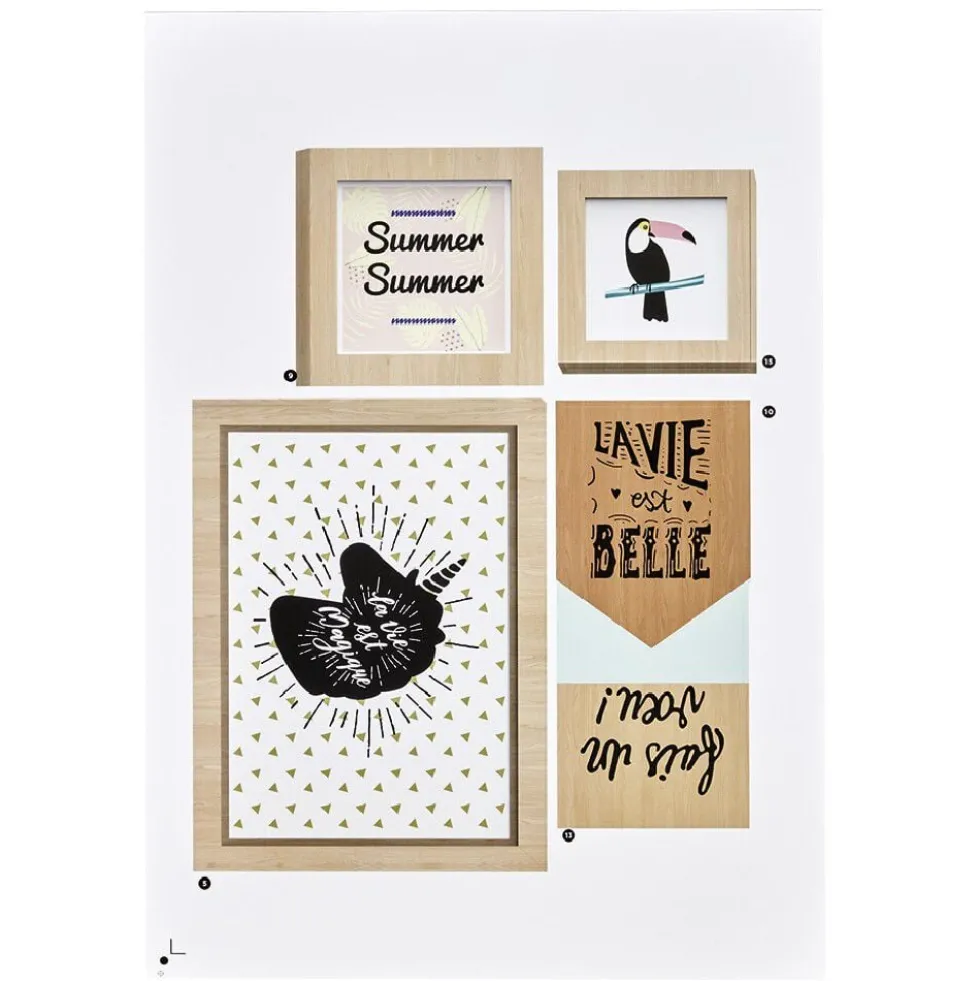 Kit 17 stickers déco effet cadre imitation bois
