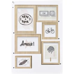 Kit 17 stickers déco effet cadre imitation bois