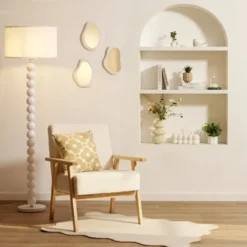Lampadaire pied bubble en résine blanc Ø45xH158cm