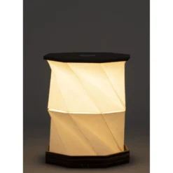 Lampe accordéon USB tactile en bois blanc chaud Ø12xH22cm