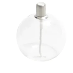 Lampe à huile ronde en verre et mèche coton H13cm