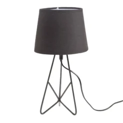 Lampe à poser abat-jour tissu noir 18x18xH35cm