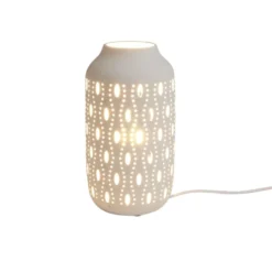 Lampe à poser ajourée céramique blanche Ø14xH26cm