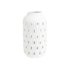 Lampe à poser ajourée céramique blanche Ø14xH26cm