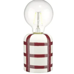 Lampe à poser ampoule LED base céramique quadrillée (2 modèles)