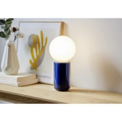Lampe à poser cylindrique céramique et verre avec boule 12xH25cm (2 modèles)