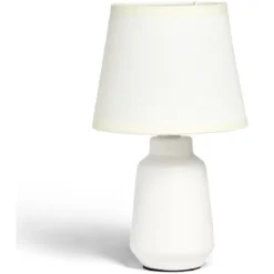Lampe à poser en céramique avec abat-jour tissu blanc Ø14,2xH24,5cm