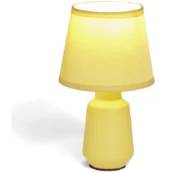 Lampe à poser en céramique avec abat-jour tissu jaune Ø14,2xH24,5cm