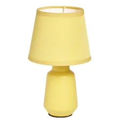 Lampe à poser en céramique avec abat-jour tissu jaune Ø14,2xH24,5cm