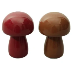 Lampe à poser forme champignon à LED en métal et plastique Ø10,5xH13,5cm (2 modèles rouge ou marron)