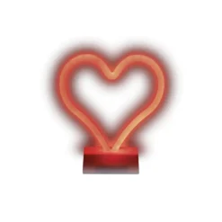 Lampe à poser néon LED forme coeur orange 19xH21,5cm