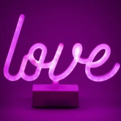 Lampe à poser néon LED mot Love rose 24xH19cm